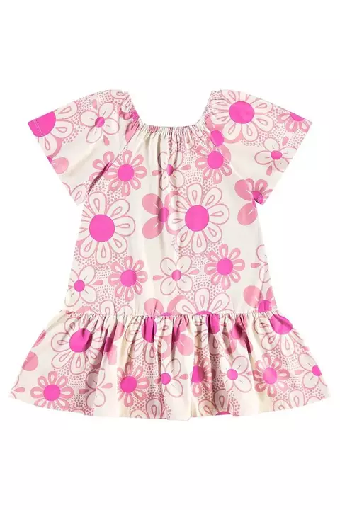 VESTIDO EM COTTON FLORIDO ROSA - BEE LOOP - 18146