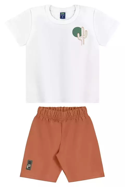 18165- Conjjunto camiseta em meia malha e bermuda em moleton sem felpa / 6 anos