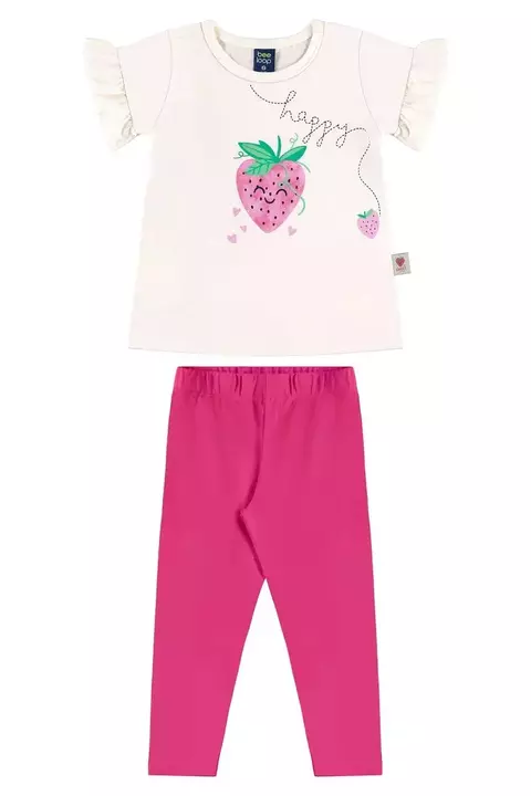 18117- Conjunto blusa em meia malha e legging em cotton/ 2 anos