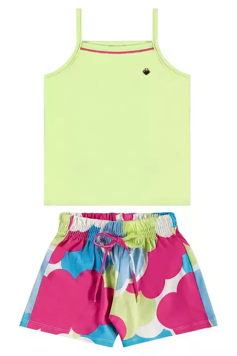 CONJUNTO REGATA EM COTTON E SHORTS EM MEIA MALHA VERDE CLARO - BEE LOOP - 18132