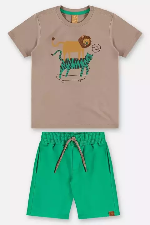 CONJUNTO CAMISETA MALHA E BERMUDA EM MOLETOM - UPBABY - 46063