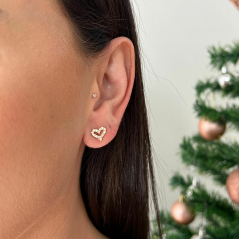 Brinco Coração Cravejado
