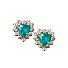Brinco pequeno coração esmeralda e diamantes