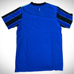 Camiseta Adidas del Ajax Suplente 2021/22, vista trasera, color azul con detalles en las mangas.
