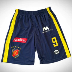Short Micro Fibra Vinilo All Net de Colegiales Azul Número 9 Recorte Amarillo - comprar online