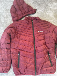 Campera Inflable Columbia Bordó con Piel en internet