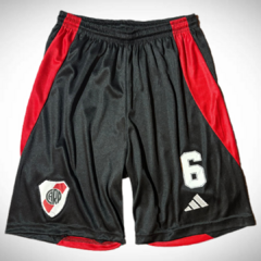 Short Micro Fibra Bordado Adidas de River Plate Negro Número 6 Recorte Rojo - comprar online