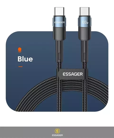 Cabo USB C - USB C Nylon Reforçado de Alta Velocidade/Carregamento Rápido