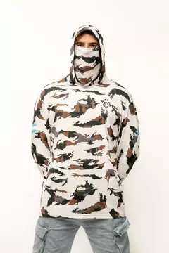 Remera Técnica Uv Capucha Y Tapaboca Animal Blanco - comprar online