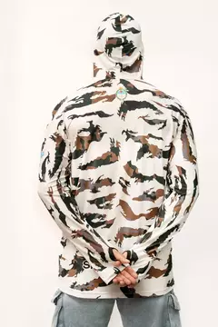 Remera Técnica Uv Capucha Y Tapaboca Animal Blanco en internet