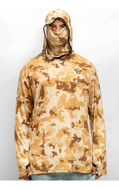 Remera Técnica Uv Capucha Y Tapaboca Camu Arena - comprar online