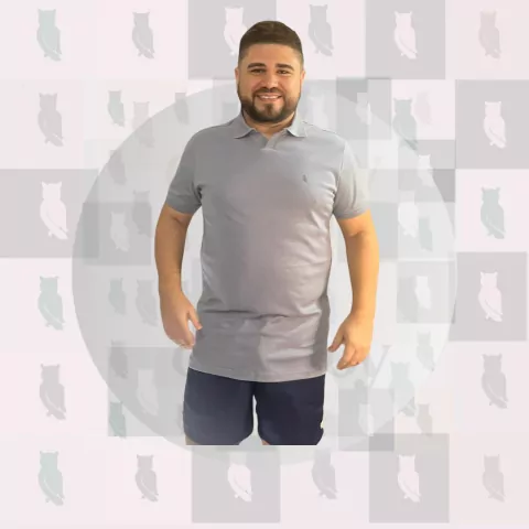 Camisa Polo em Suedine