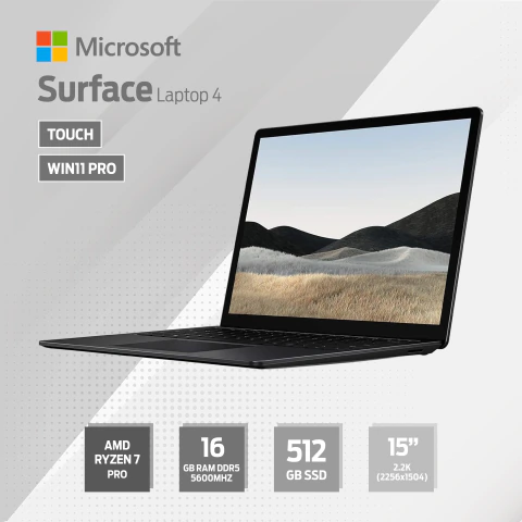 Microsoft Surface Laptop 4 - AMD Ryzen 7 Pro - 16GB Ram DDR5 5600MHz - 512GB SSD - 15" 2.2K (2256x1504) - Touch