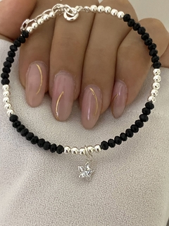 Pulsera cristal negro y Estrella CUBIC - comprar online