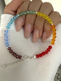 pulsera 7 chakras con extensión cristal redondo 6x1 (18+3cm) - comprar online