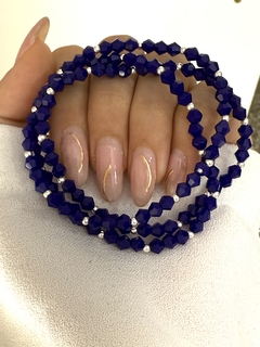 Pulsera cristal azul y bolita 3x1
