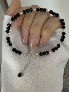Pulsera cristal negra 3x4 ( 18+3) - comprar online