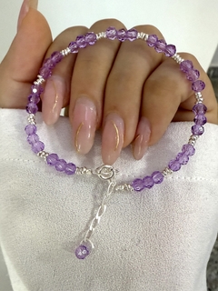 Pulsera cristal lila 3x4 (18+3) - comprar online