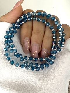 Pulsera cristal y bolita azul 1x1 (elastizada)