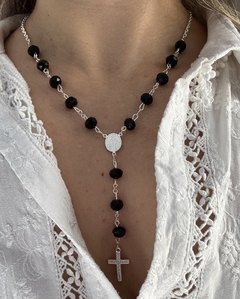 Denario medalla milagrosa y cristal negro 55cm - Vogamayorista