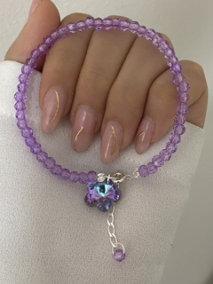 Pulsera cristal flor lila Swarovski