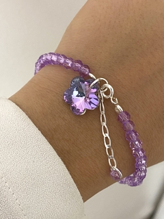 Pulsera cristal flor lila Swarovski - comprar online
