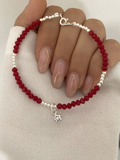 Pulsera roja cristal Estrella CUBIC