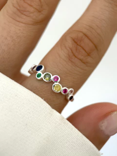 Anillo circulos multicolor mod 1221 importado en internet
