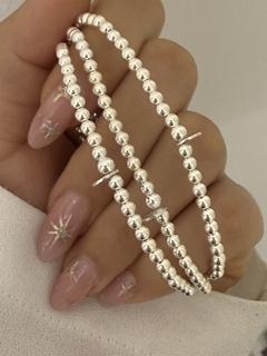 Pulsera elastizada plata importada bolitas 3 mm en internet