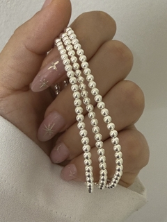 Pulsera elastizada plata importada bolitas 3 mm - comprar online