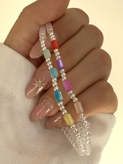 Pulsera cristal transparente tubito nácar color - comprar online