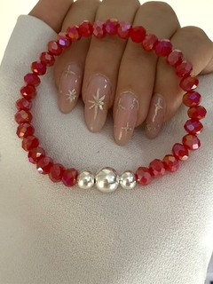 Pulsera cristal tornasol 6mm y 3 bolitas