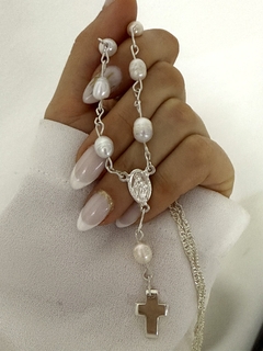 Denario plata 925 perla natural de rio 50 cm