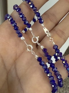 Pulsera cristal azul tornasol con cierre en internet