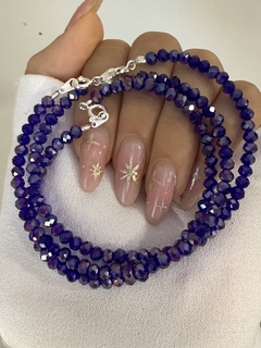 Pulsera cristal azul tornasol con cierre