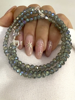 Pulsera cristal verde tornasol con cierre