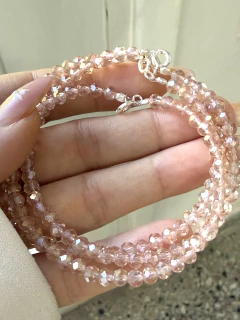 Pulsera cristal redondo salmón tornasol (c/cierre) en internet