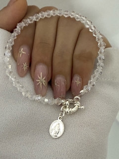Pulsera cristal transparente cierre marinero y medalla