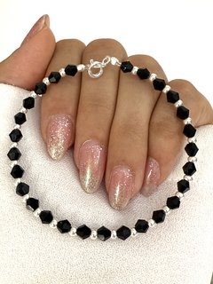 Pulsera cristal bicono negra 1x1 (c/cierre)