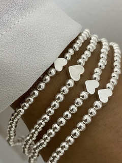 Pulsera modelo 16 bolitas 4mm y corazon (c/cierre)