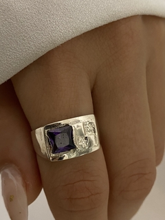 Anillo Plata grande Combinado (morado)