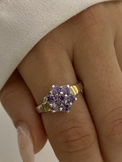 Anillo flor cubic lila