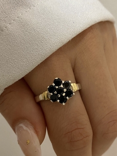 Anillo flor cubic negro