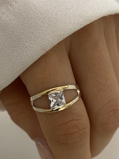 Anillo cubic Cuadrado doble linea - tienda online