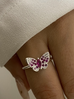 Anillo mariposa rosa