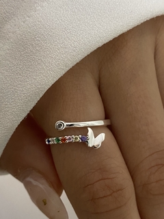 Anillo cubic y mariposa (Regulable)