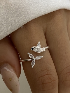 Anillo pio y flor cubic (Regulable)