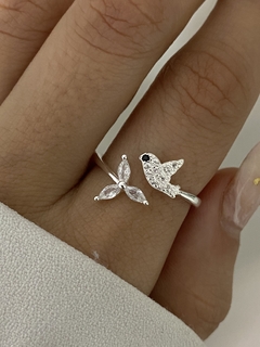 Anillo pio y flor cubic (Regulable) - comprar online