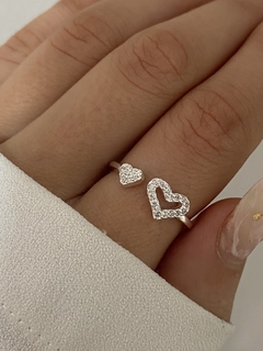 Anillo 2 corazones cubic (Regulable) - comprar online