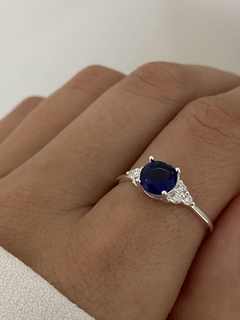 Anillo piedra azul y cubic - comprar online